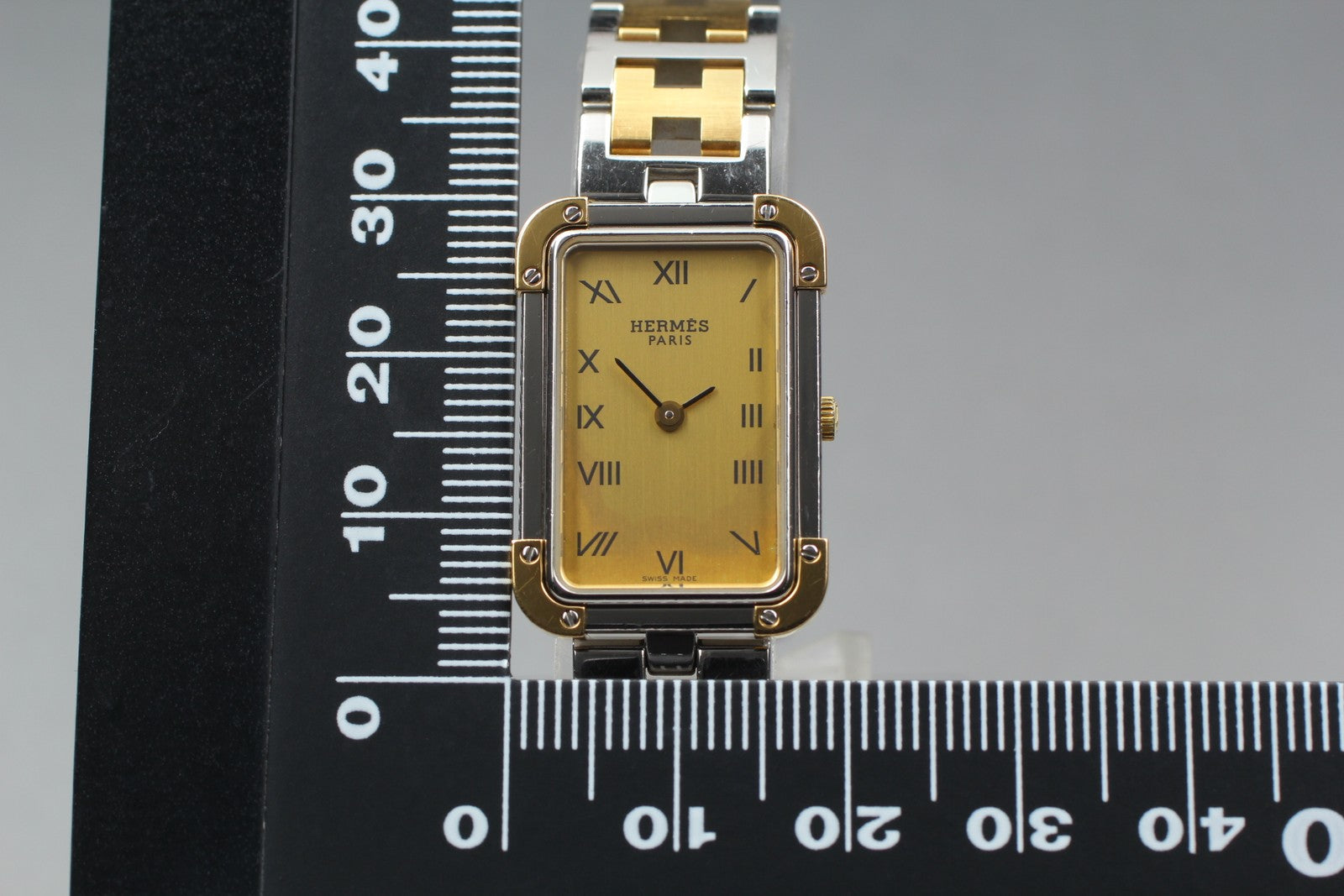 Vintage [Exc+5] HERMES Croisiere CR1.220 Gold Dial 18mm Women's Quartz Watch