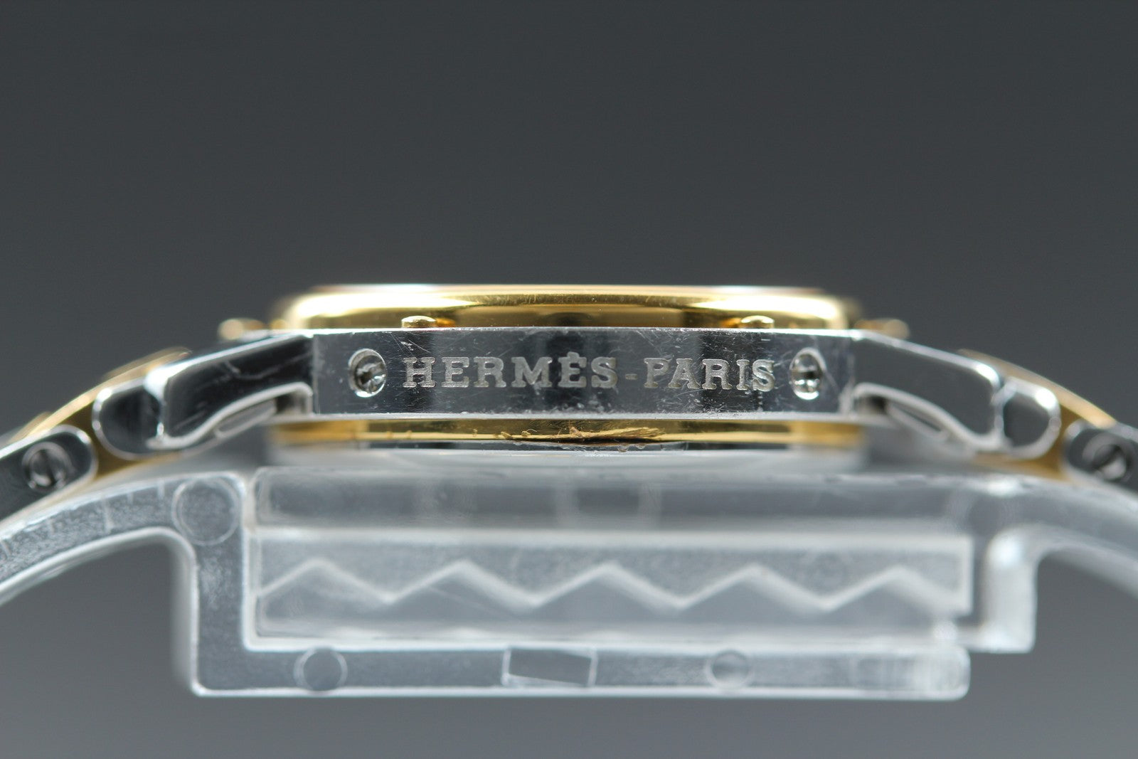 Vintage Hermes Clipper 24mm Ivory Dial Gold Woman's Watch Quartz [w /Box]