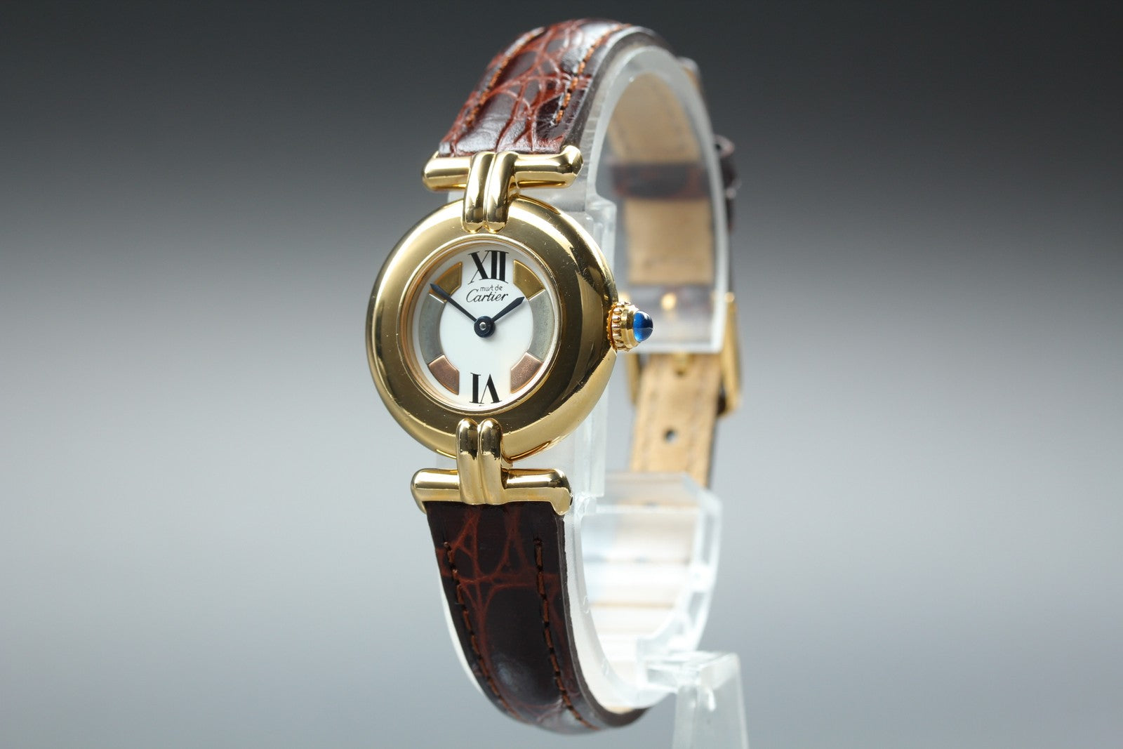 Vintage Cartier Must Colisee Vermeil 590002 Brown Gold Women's Quartz Watch