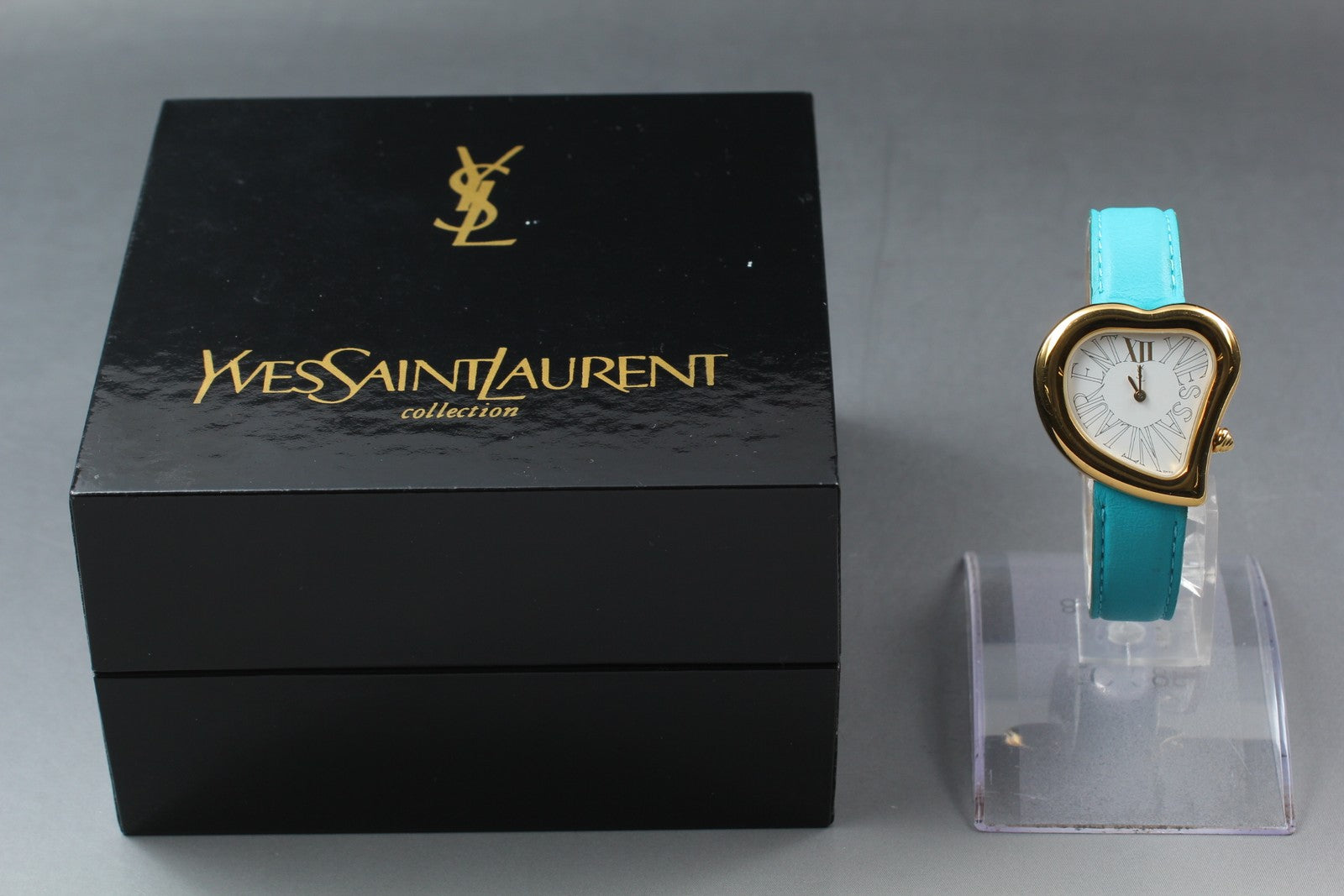 [Exc+5 Box] Yves Saint Laurent Heart Gold Turquoise 30mm Women's Watch Quartz
