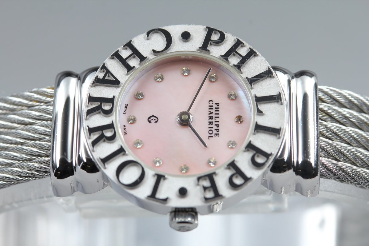 PHILIPPE CHARRIOL St.Tropez Pink 12P Stones 6009908 24mm Qz Women's Watch [Box]