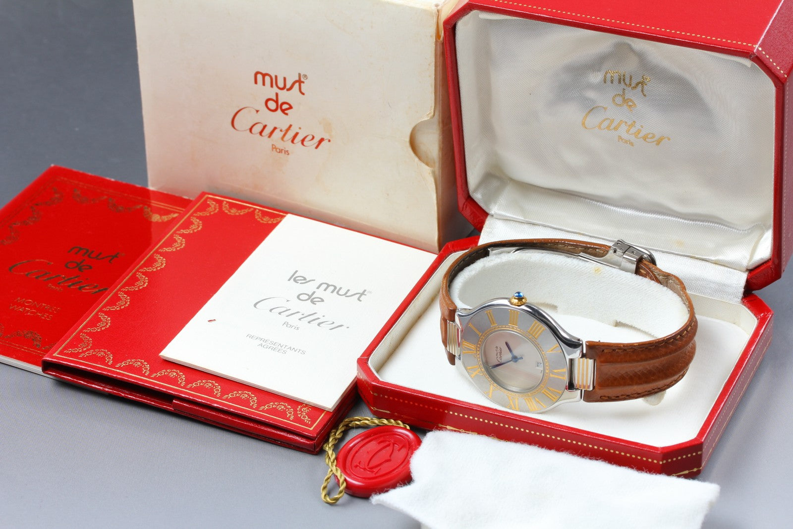 Vintage [Exc+5 Box] Cartier Must de Cartier 21 126000P 34mm Men's Quartz Watch