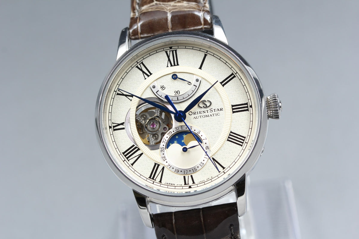 ORIENT Star F7X6-UAC0 Silver Dial Automatic Moon Phase Men's Watch 41mm JAPAN