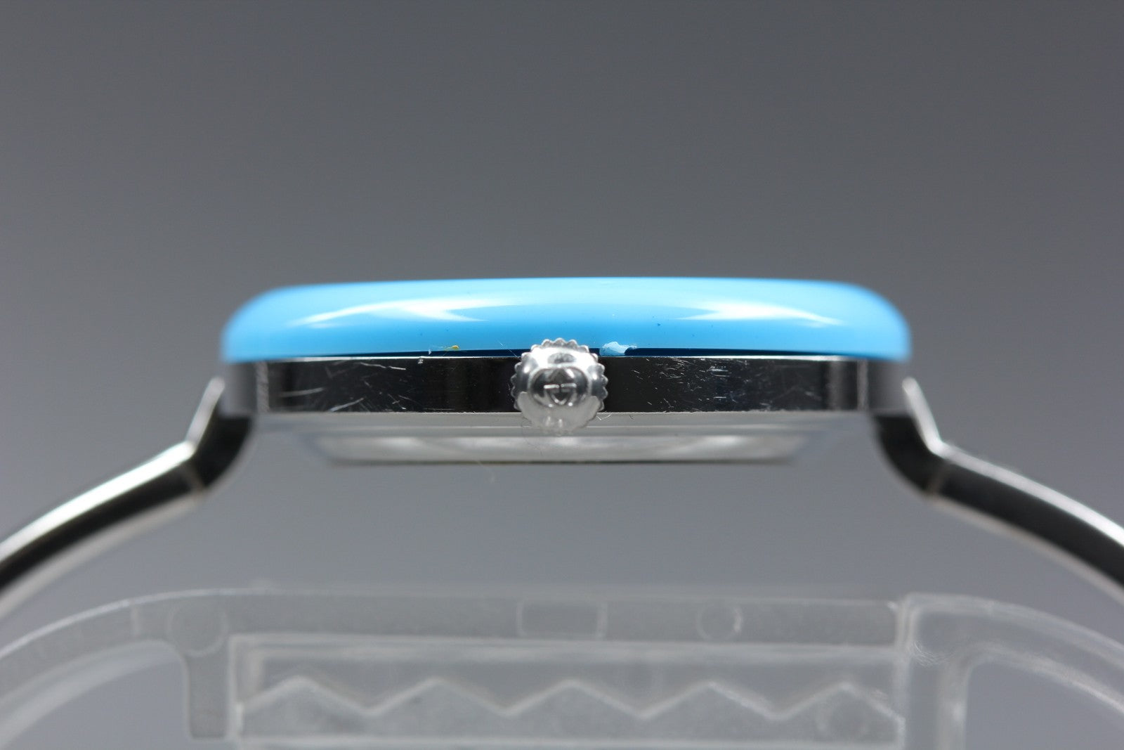 Vintage Gucci Change Bezel 11/12.2L Light Blue Bezel Silver Women's Quartz Watch