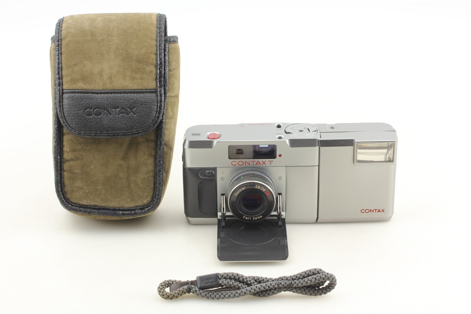 [Top MINT] Contax T Silver 35mm Film Camera Carl Zeiss T* + T14 Flash From JAPAN