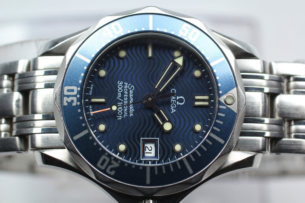 New Batt OMEGA Seamaster Cal.1424 Quartz Blue Women's Watch 28mm JAPAN Box