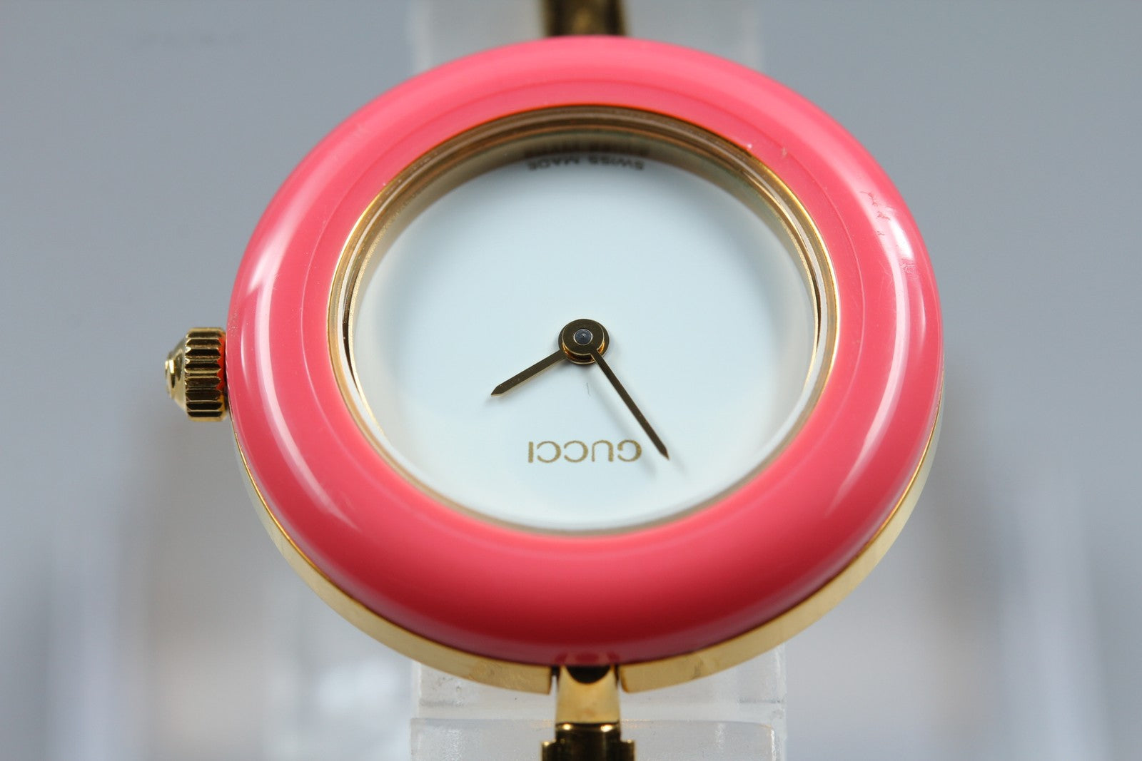 Vintage [S Size] Gucci Change Bezel 11/12.2 Pink Bezel Gold Women's Qz Watch