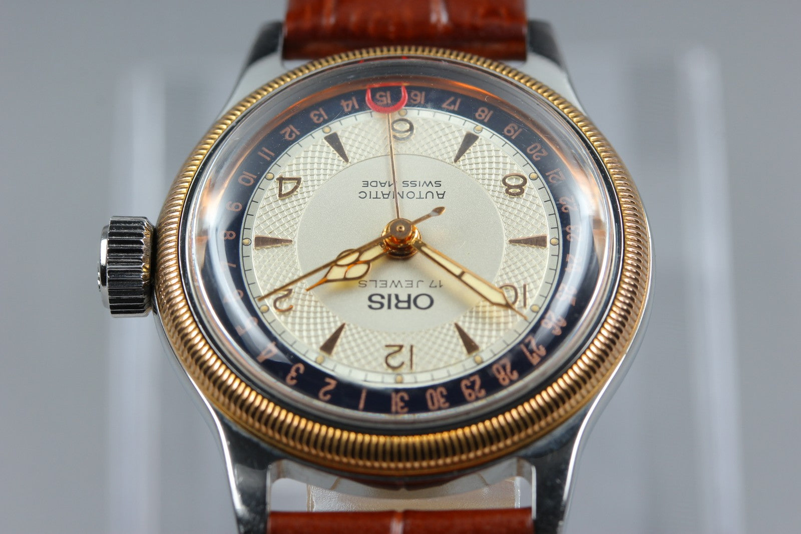 Vintage ORIS Big Crown Pointer Date 7400B Automatic Cream Men's Watch 32mm JAPAN