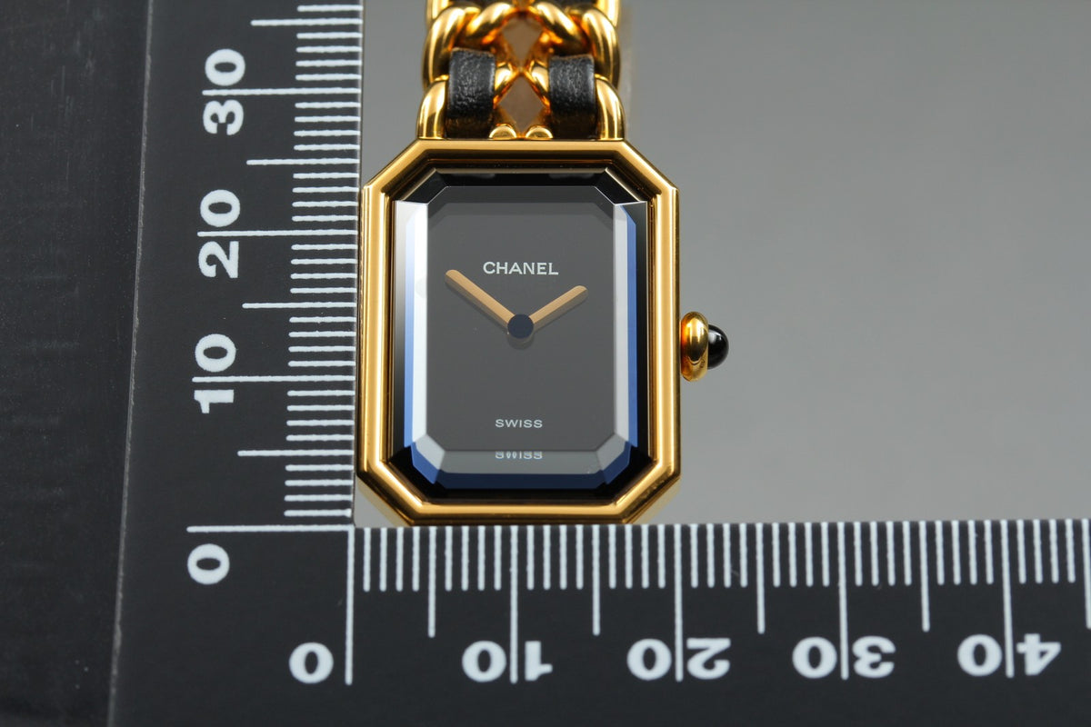 CHANEL Premiere L Size Black Dial Gold 20mm Quartz Women's Watch Vintage [Box]