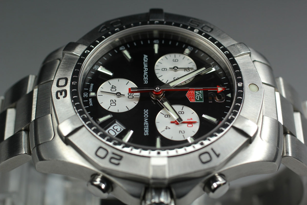 [Exc+5] Tag Heuer Aquaracer CAF1110 Chronograph Black Quartz Men’s Watch JAPAN