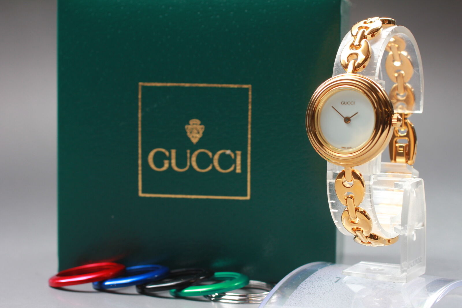 New Battery [Exc+5 Box] Gucci Change Bezel 11/12.2 Gold Women's Quartz Watch JP