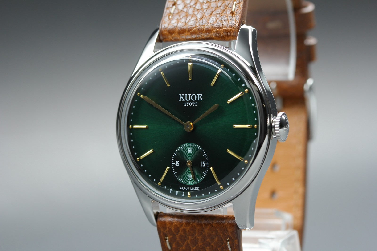 KUOE KYOTO OLD SMITH 90-001 34mm Green Dial Brown Quartz Men's Watch [Box]