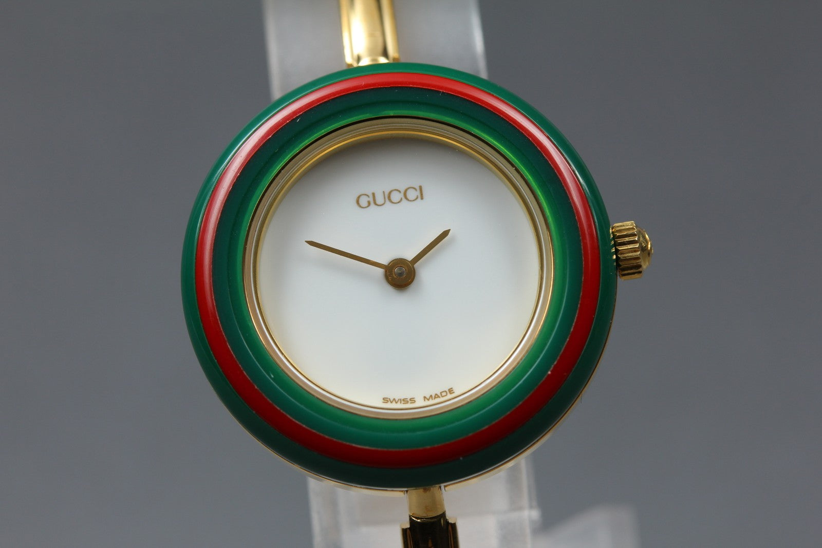 Overhauled [Exc+5 Box] Gucci Change Bezel 11/12.2 Gold 12 color Women's Qz Watch