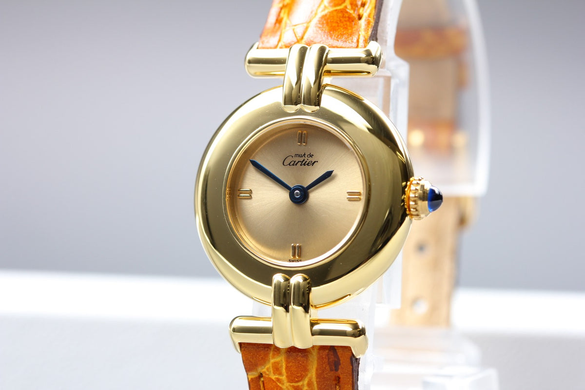 Cartier Must Colisee Vermeil 1902 Gold Women's Quartz Watch Vintage [Pouch]