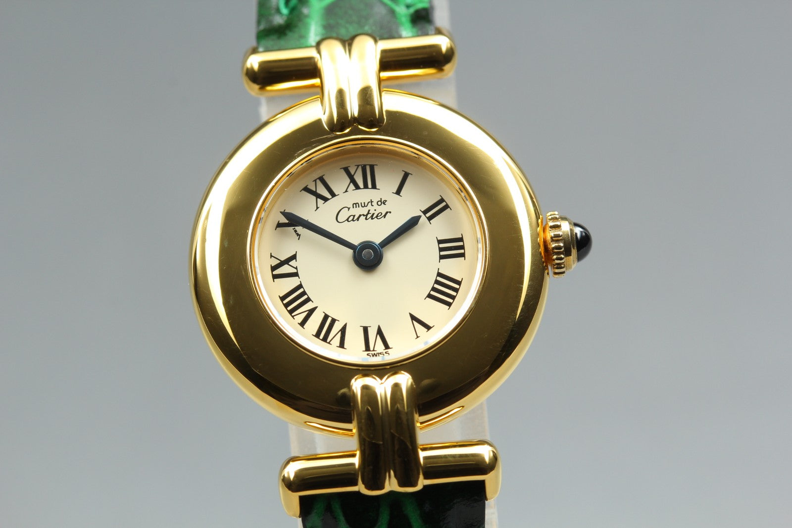 Vintage [Near MINT] Cartier Must Colisee Vermeil 1902 Green Women's Quartz Watch