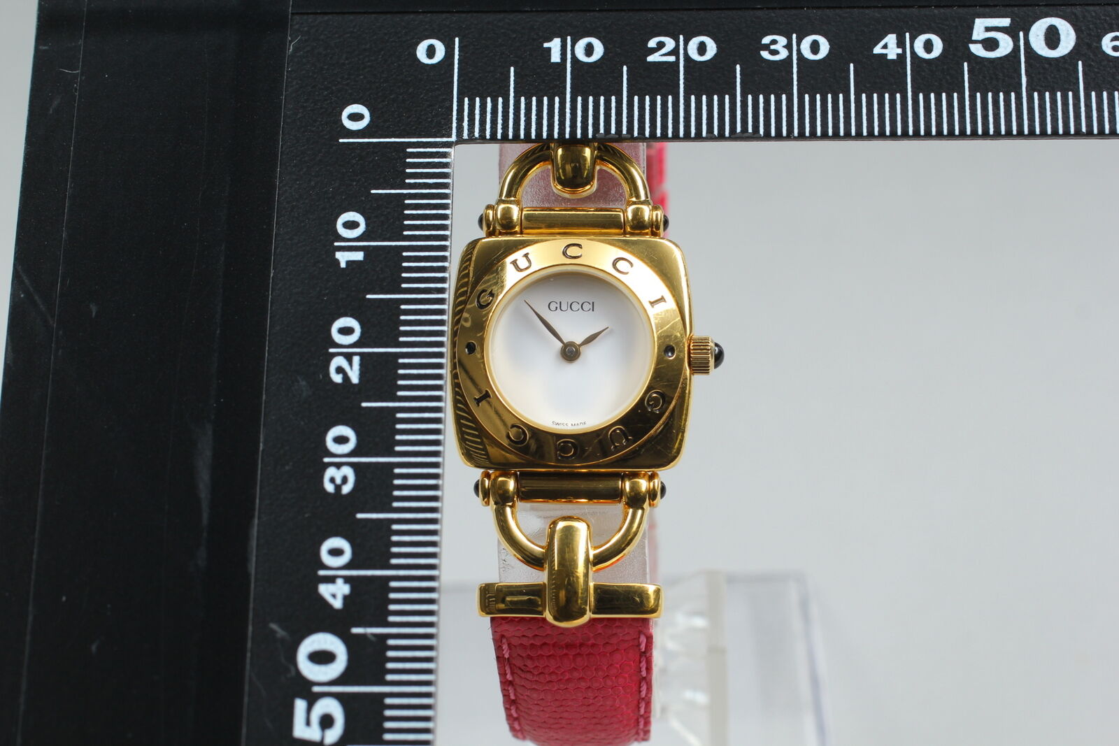 Vintage [Exc+5] GUCCI Horsebit 6300L White Dial Pink Woman's Quartz Watch JAPAN