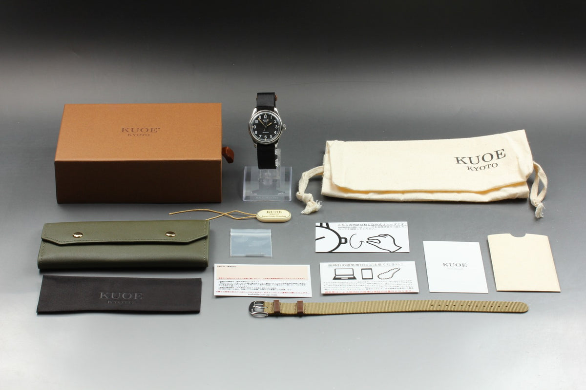KUOE KYOTO OLD SMITH 90-002 35mm Black Automatic Men's Watch JAPAN [Box]