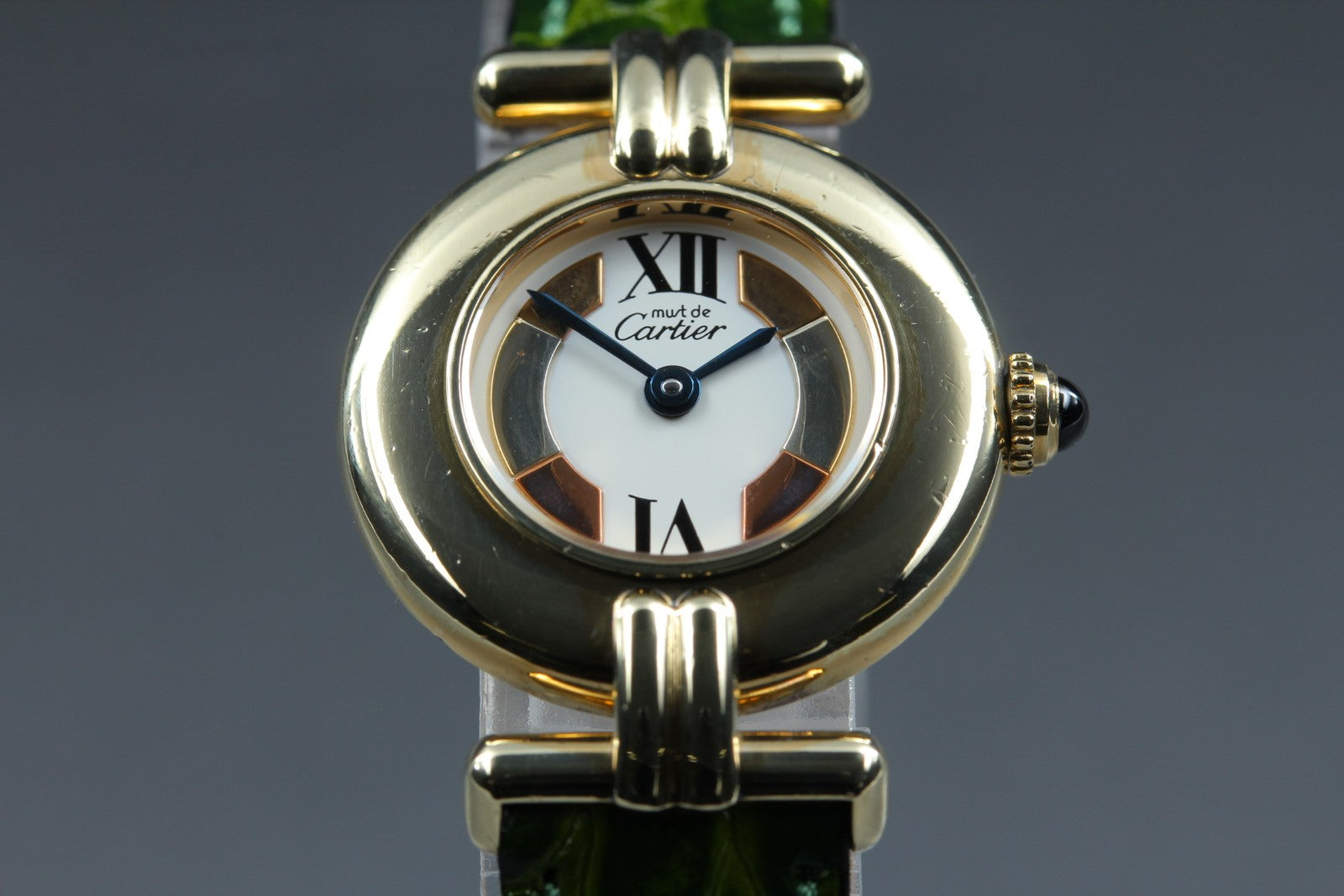 Vintage [Exc+5] Cartier Must Colisee Vermeil 590002 Green Women's Quartz Watch