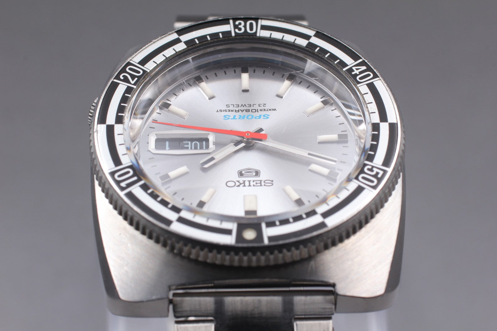 Exc+4 SEIKO 5 Sports 7S36-0070 Silver Dial Rally Diver Analog Men’s Watch JAPAN
