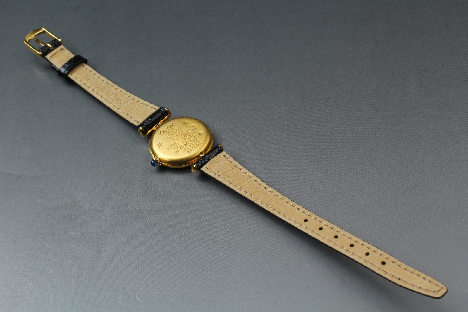 Vintage [Near MINT] Cartier Must Colisee Vermeil 590002 Black Women's Qz Watch