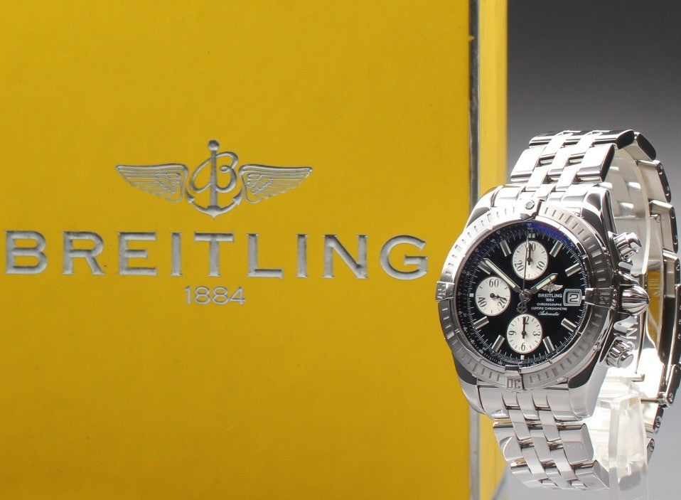BREITLING Chronomat Evolution A13356 Chronograph Black AT 43mm Men's Watch [Box]