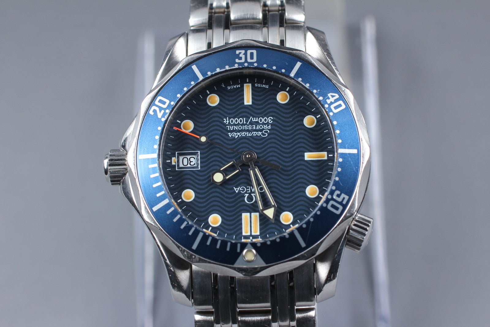 [Exc+5 Box] OMEGA Seamaster 2561.80 300M Date Blue 36mm Men's Quartz Watch
