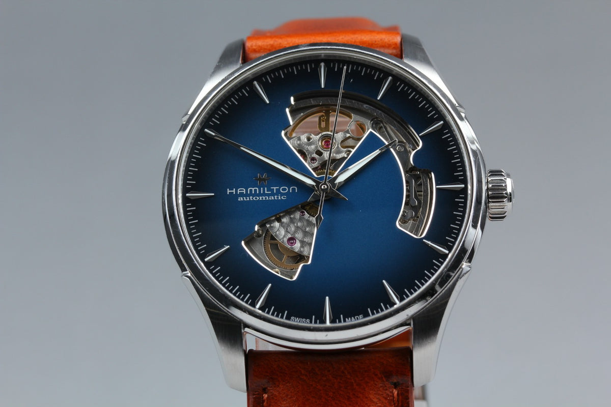 HAMILTON Jazzmaster Open Heart H326750 Blue Brown 39mm AT Men's Watch [Box]