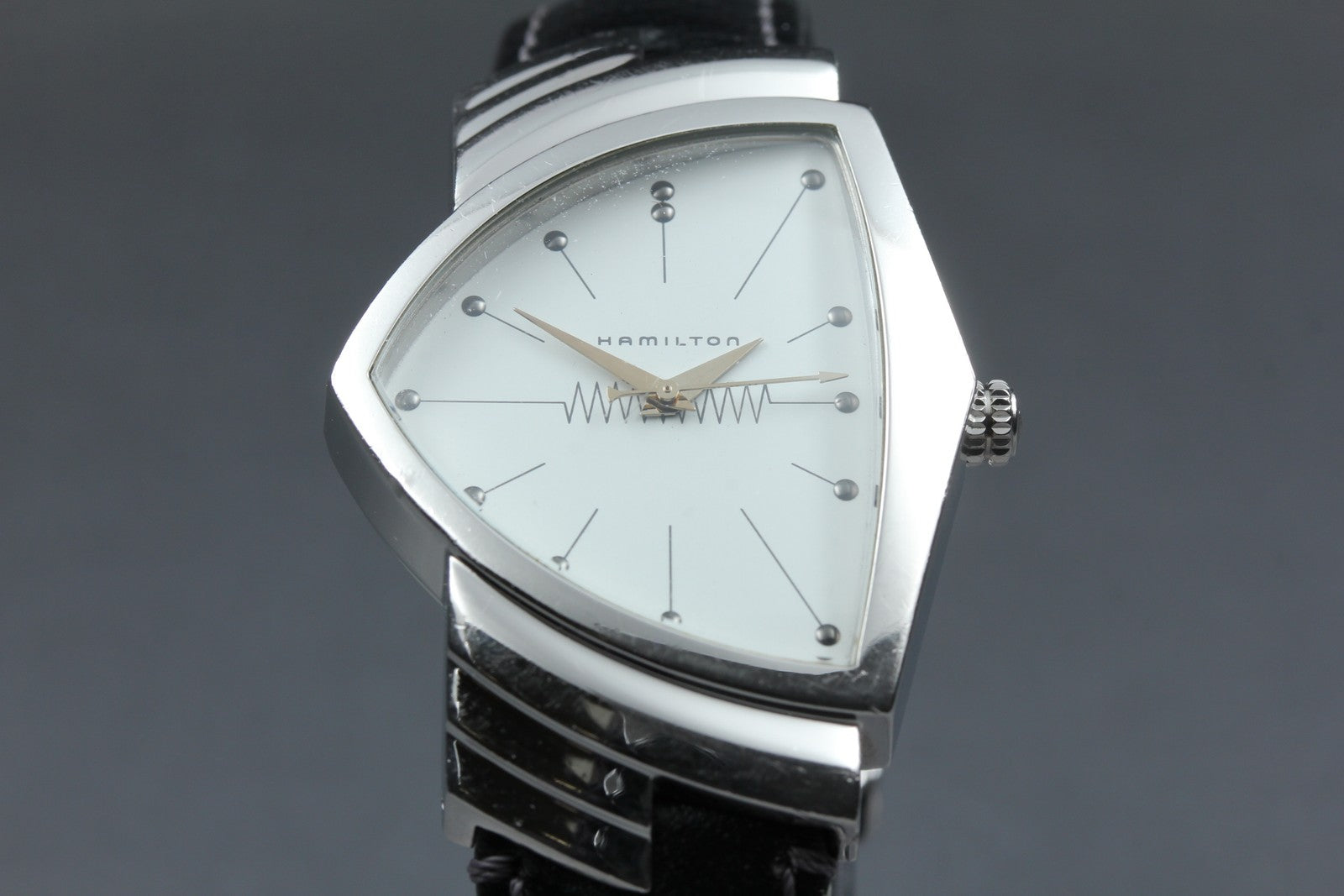 New Batt Hamilton Ventura H244110 Quartz White Dial Men's Watch 33mm JP Exc+4
