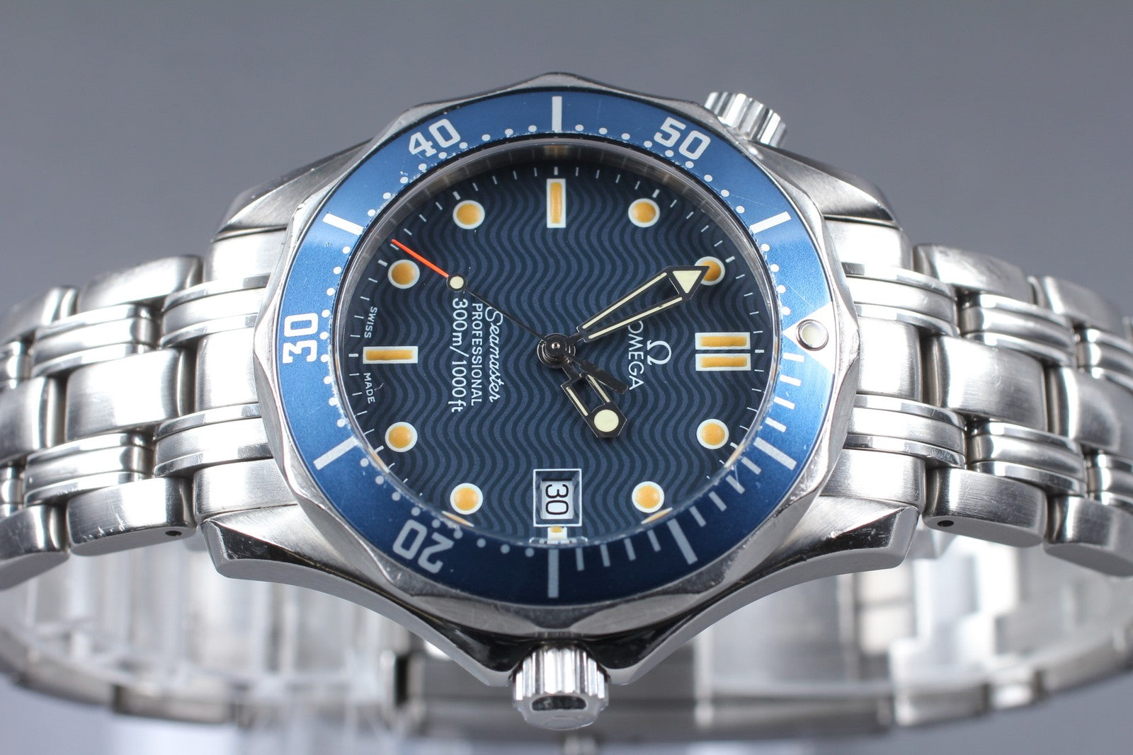 [Exc+5 Box] OMEGA Seamaster 2561.80 300M Date Blue 36mm Men's Quartz Watch