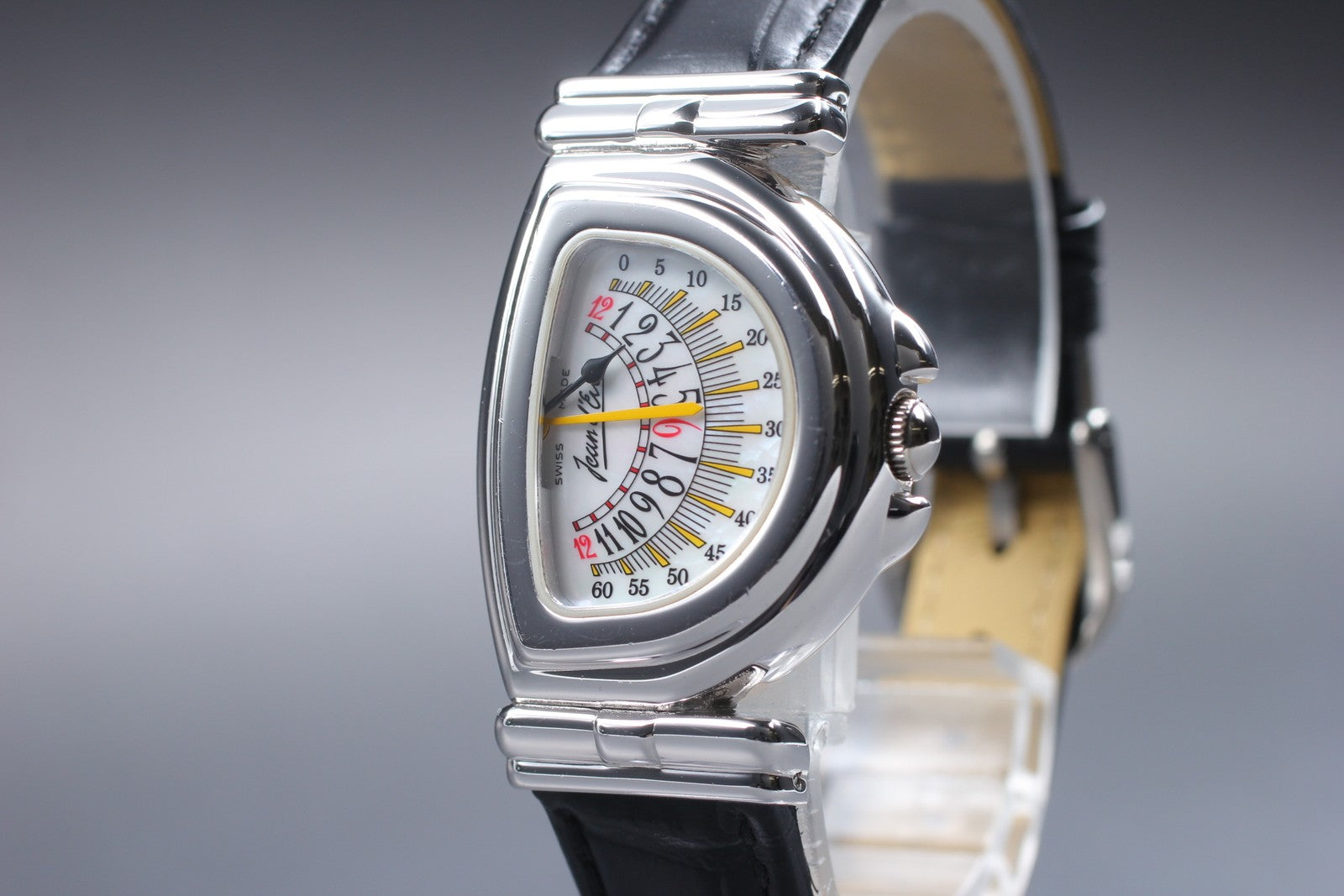 Vintage [Exc+5] Jean d'eve Sectora Silver 24mm Yellow Women's Quartz Watch JAPAN
