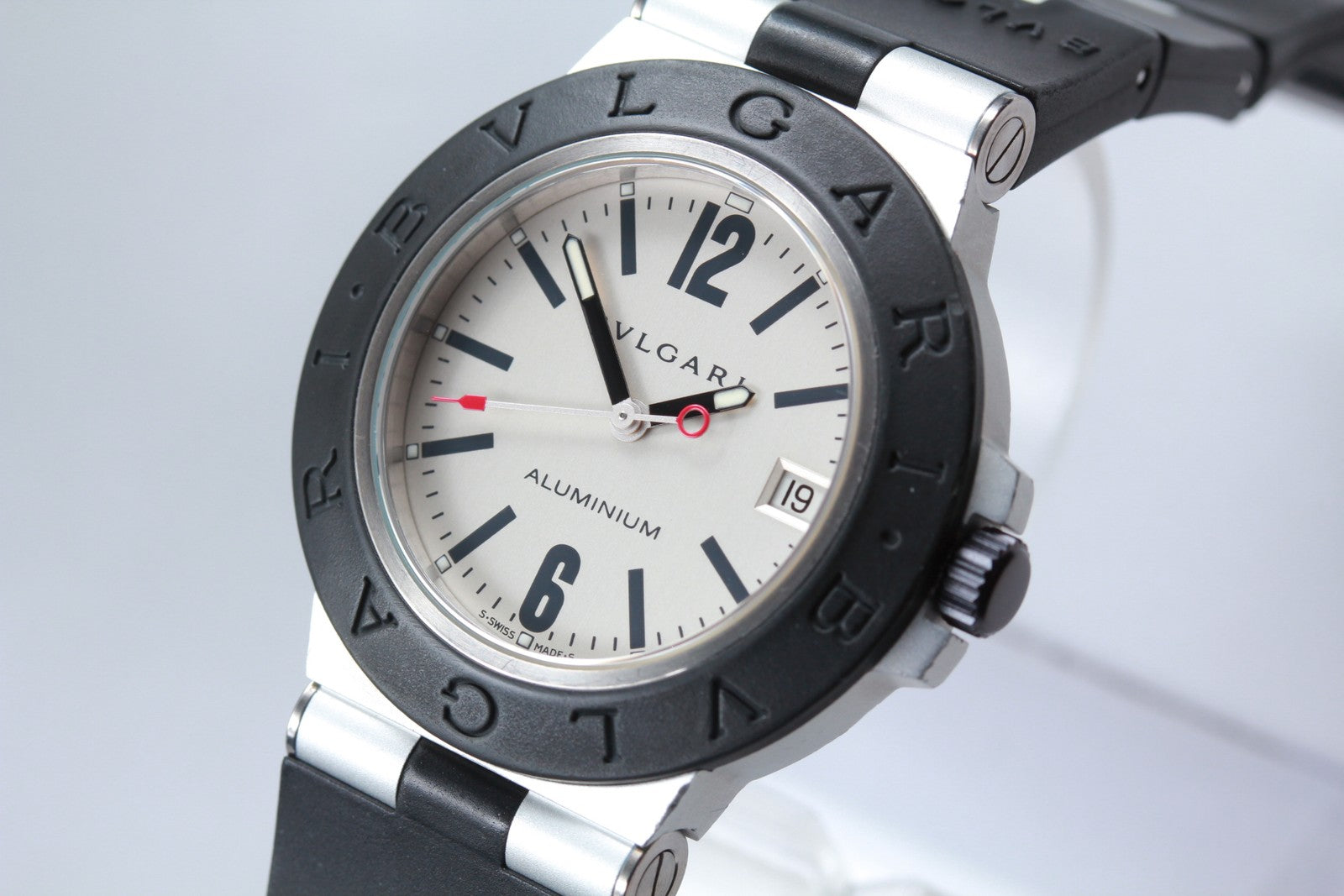 OH[Exc+5]Box BVLGARI Aluminum AL38TA Silver Men's Automatic Watch 38mm JAPAN