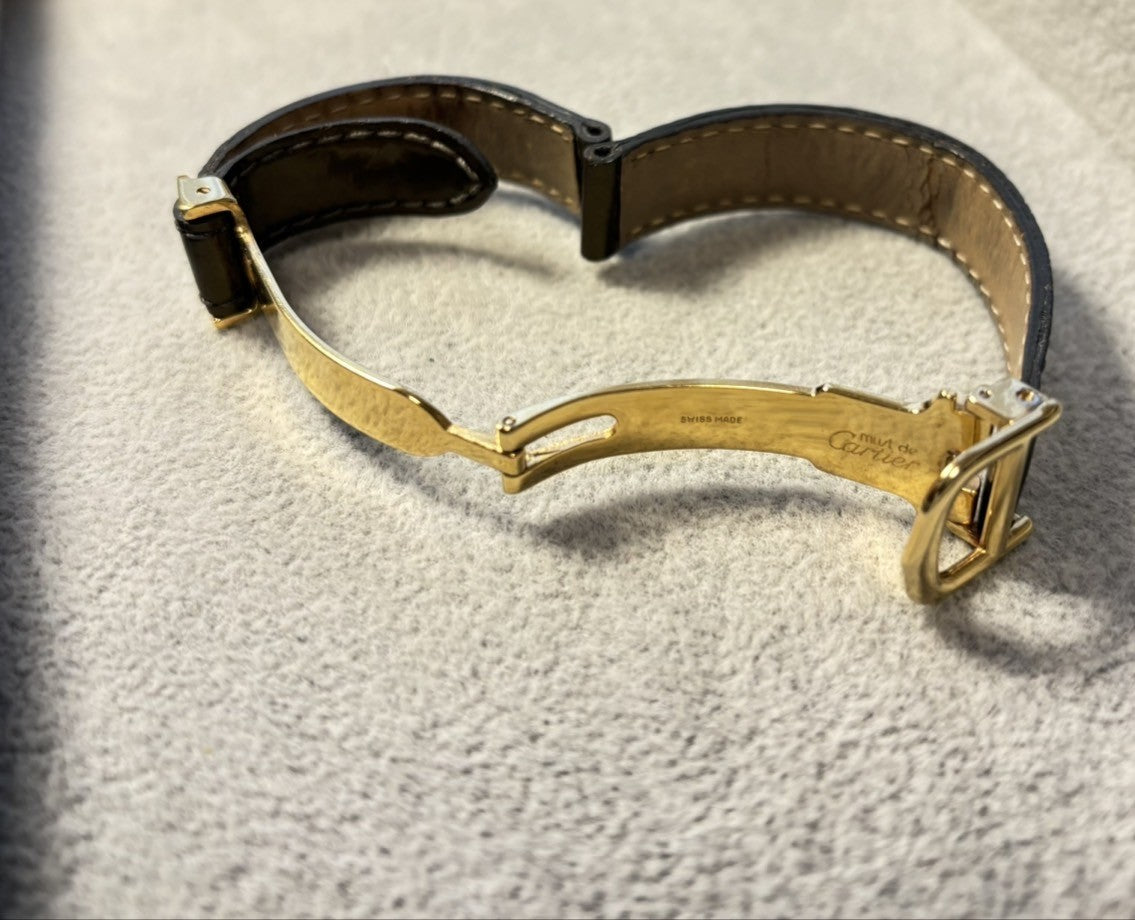 Vintage [Exc+5] Cartier Must Colisee Vermeil 590002 Gold Brown Women's Qz Watch