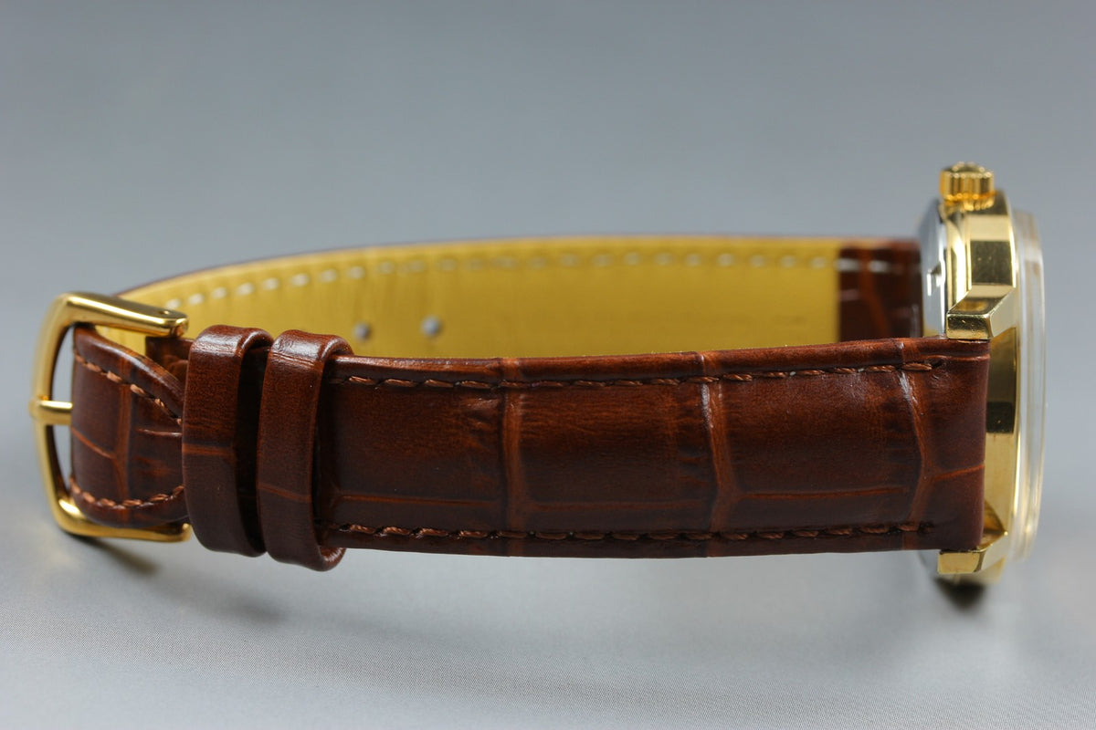 OMEGA Geneve Day-Date 166.0117 Cal.1022 Gold Brown 34mm AT Men's Watch Vintage