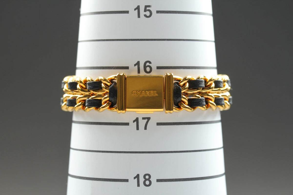 CHANEL Premiere L Size Black Dial Gold 20mm Quartz Women's Watch Vintage [Box]