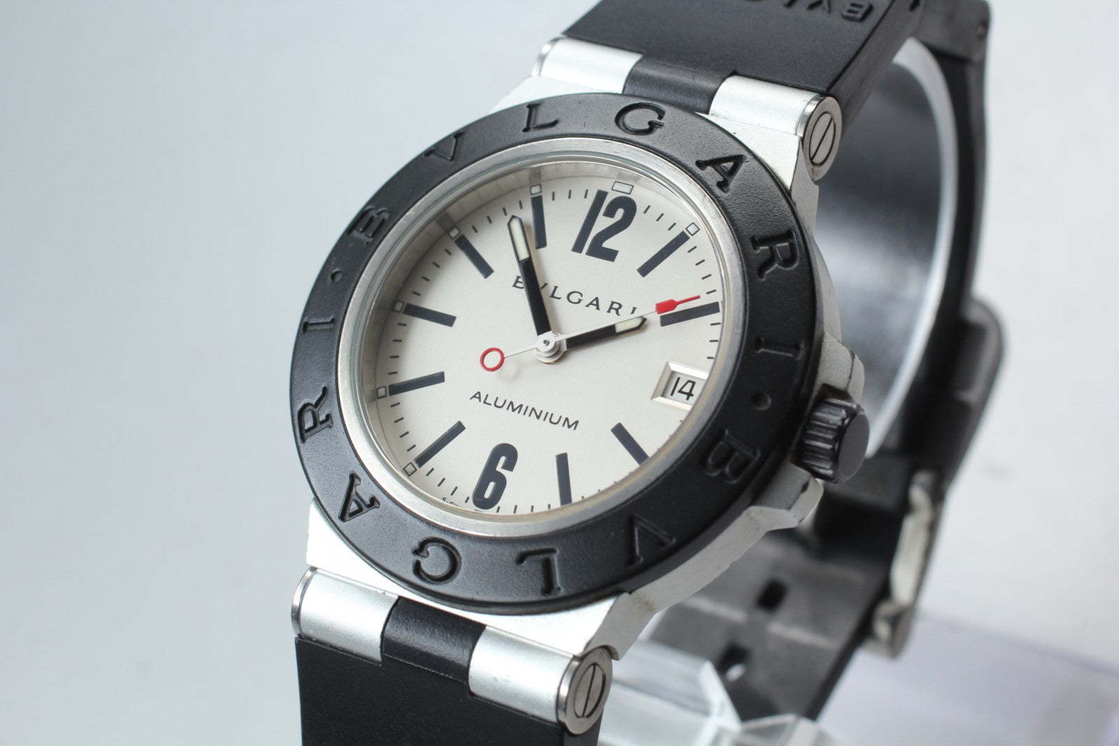 BVLGARI Aluminum AL38TA Silver Dial Date Automatic Men's Watch 38mm JAPAN Exc+5