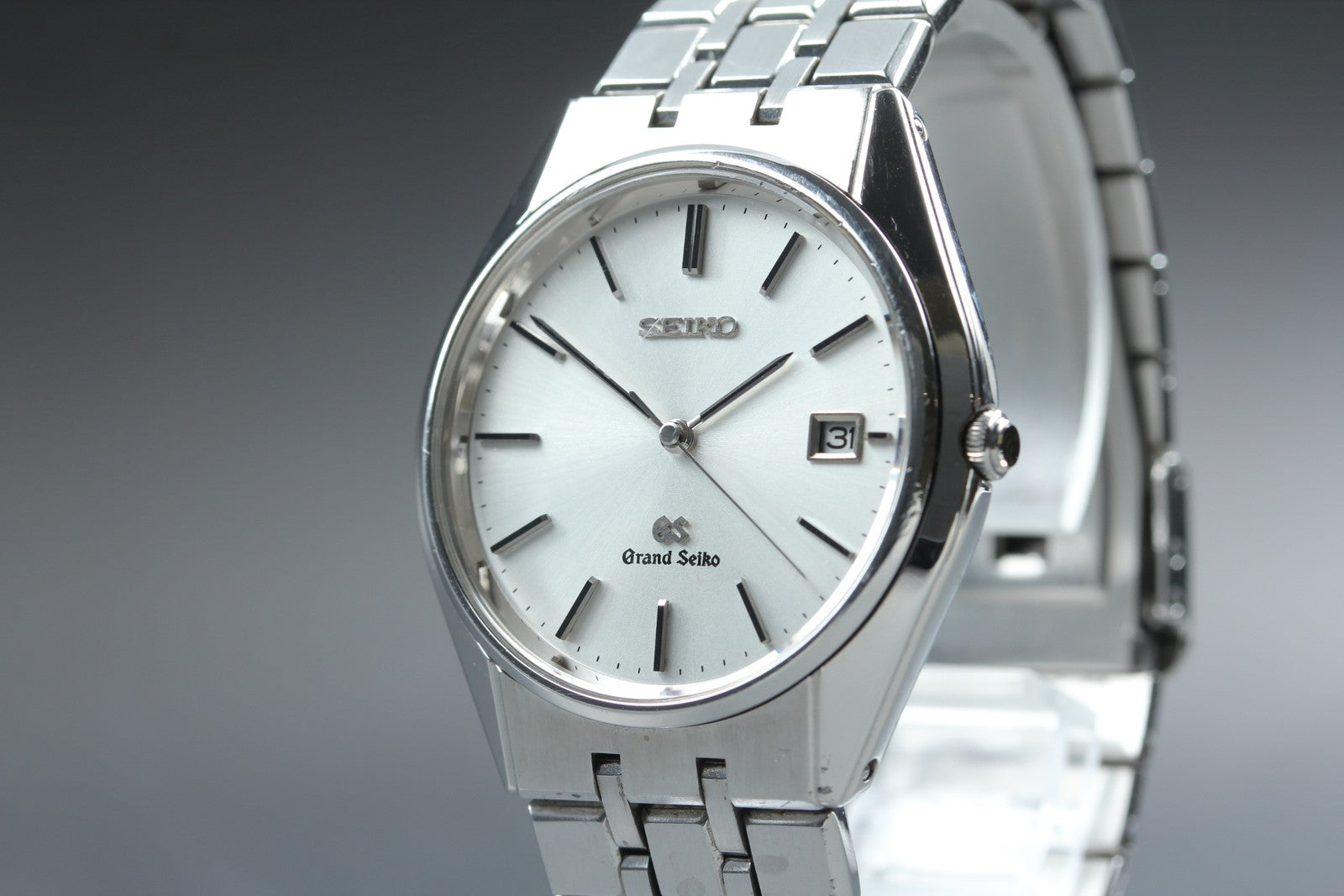 New Batt GRAND SEIKO 9587-8000 SBGS003 Silver Quartz Date Boy's Watch 36mm JAPAN