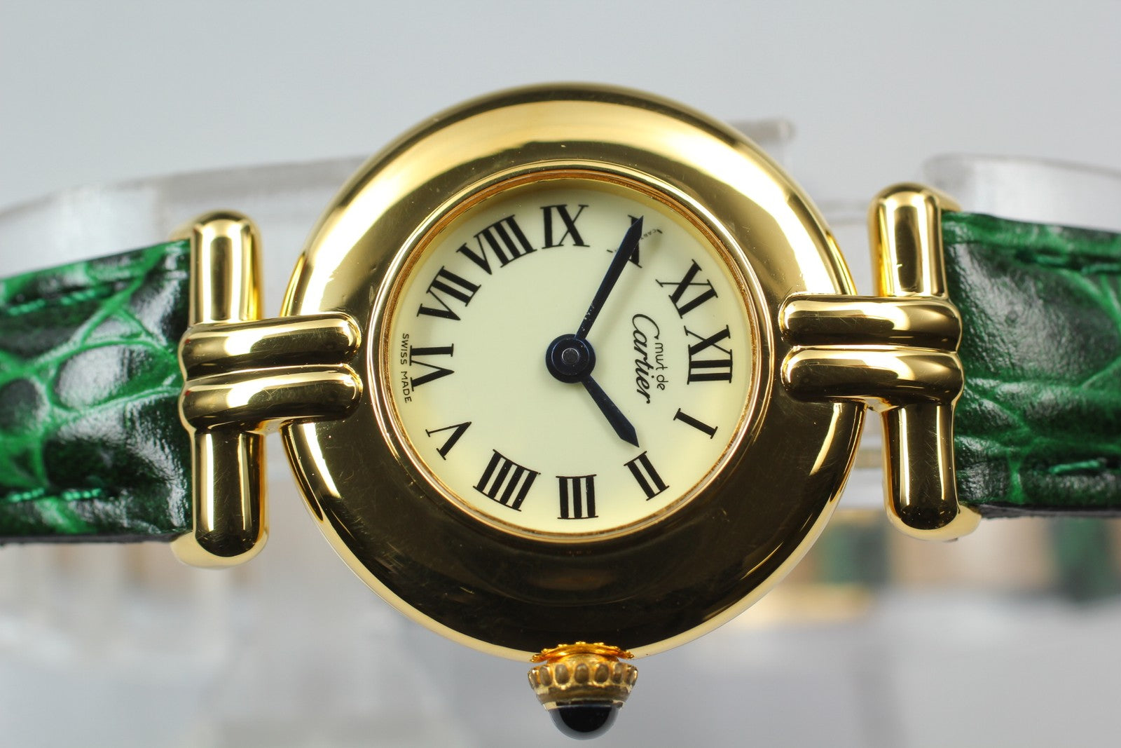 Vintage Cartier Must Colisee Vermeil 590002 Green Gold Women's Qz Watch [Box]