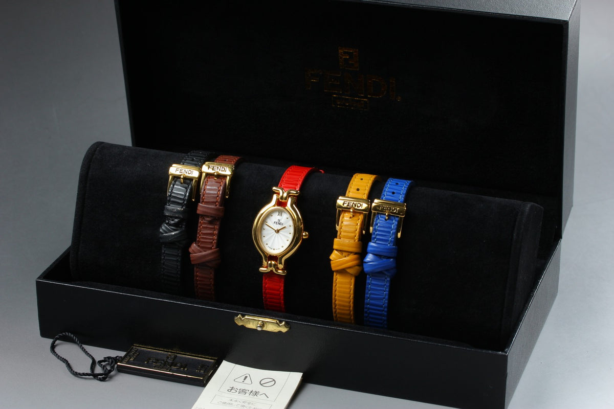 FENDI 640L Chameleon 5 Colors Belt Gold Women's Quartz Watch Vintage [Box]
