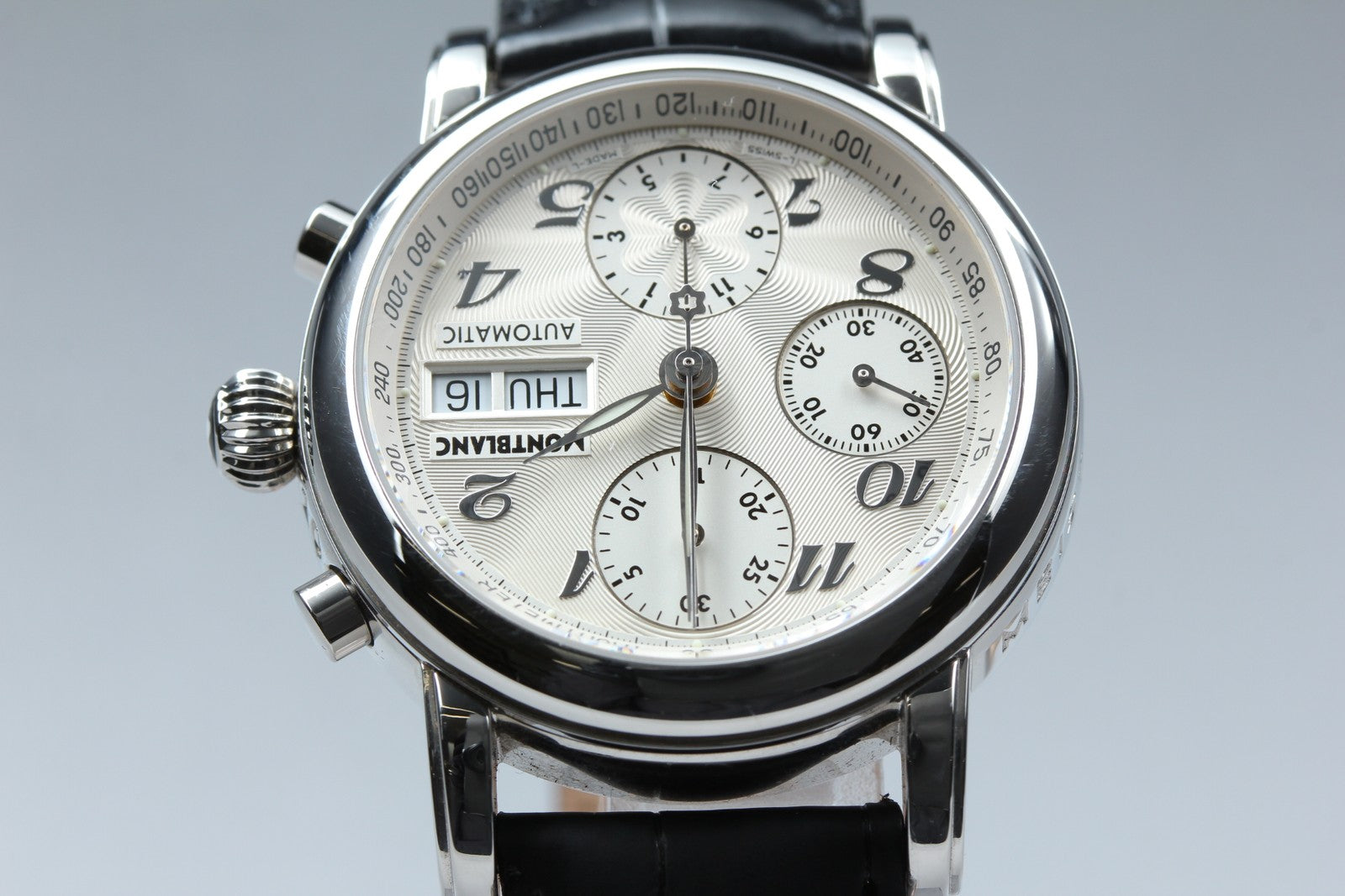 MONTBLANC Meistersteck 7016 Silver Day/Date Automatic Men's Watch JP N MINT*Box