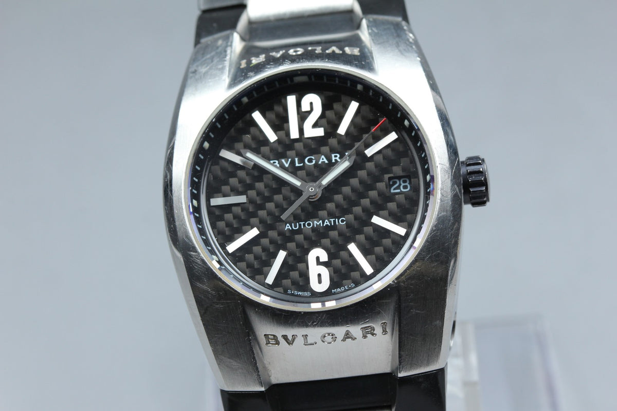 BVLGARI Ergon EG35S Black Dial Automatic Date Men's Watch 35mm JAPAN Exc+5
