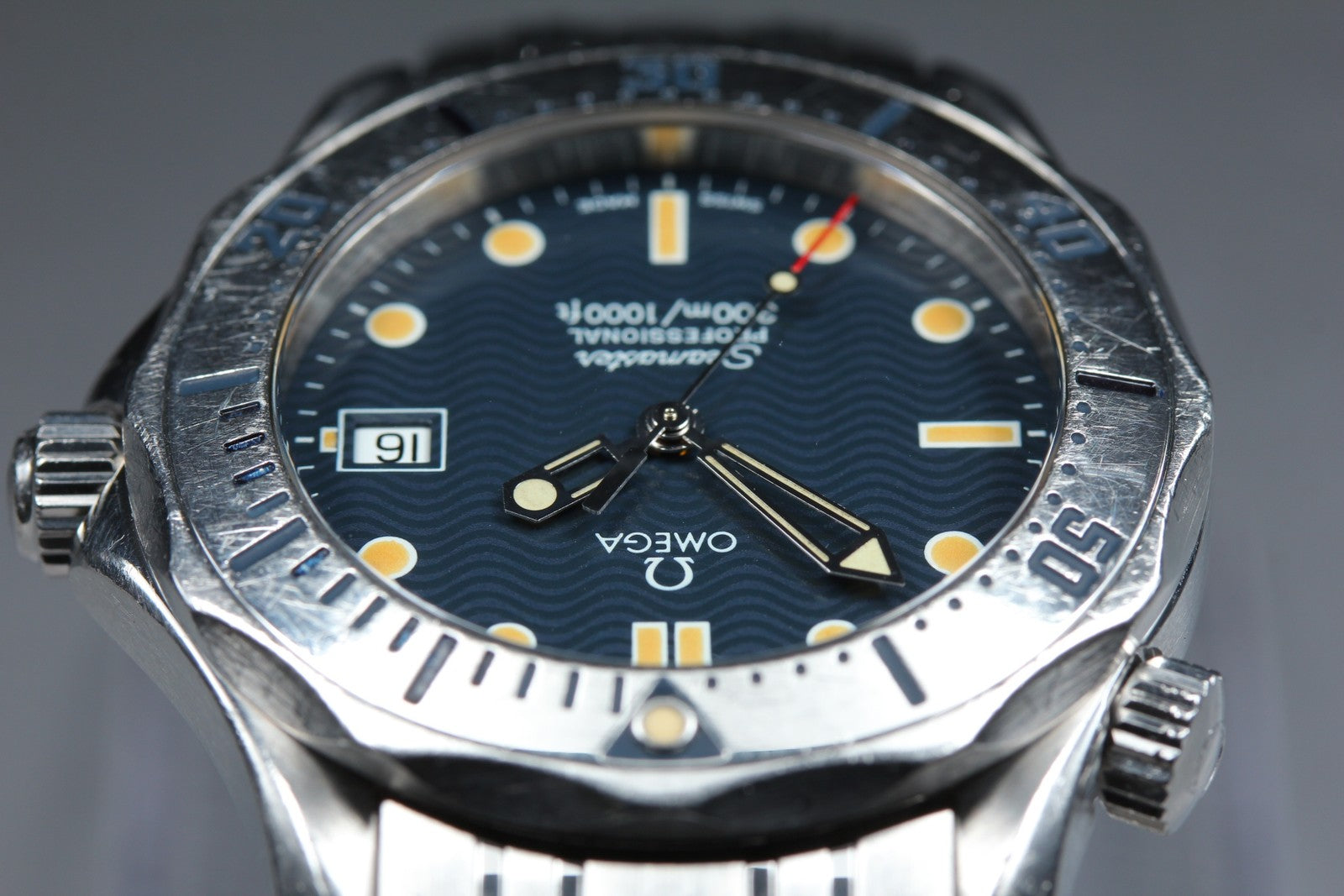 Overhauled [w/Box] OMEGA Seamaster 300M 2562.80 Date Blue 36mm Qz Men's Watch