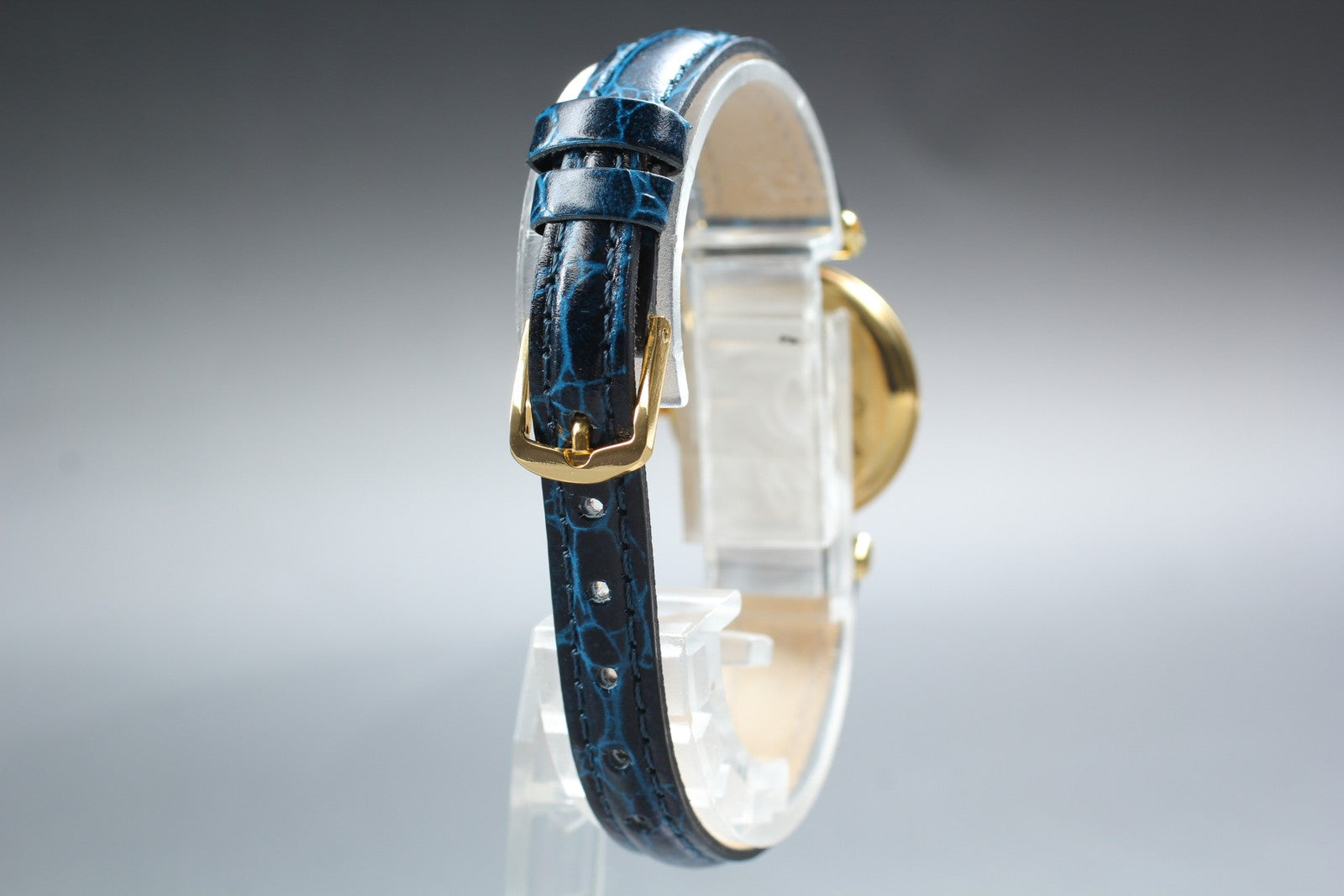 Vintage Cartier Must Colisee Vermeil 590002 Blue Gold Women's Quartz Watch [Box]
