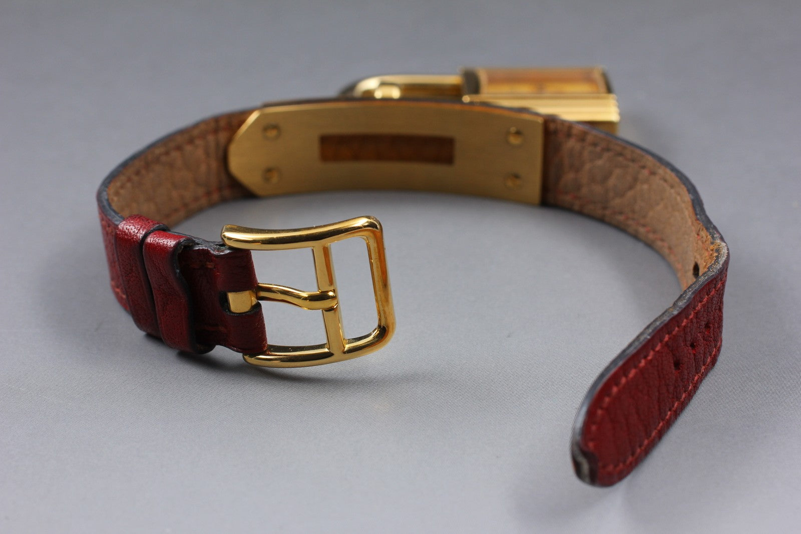 Vintage [Exc+5 Box] HERMES Kelly Watch Gold Red "U" Woman's Quartz Watch JAPAN