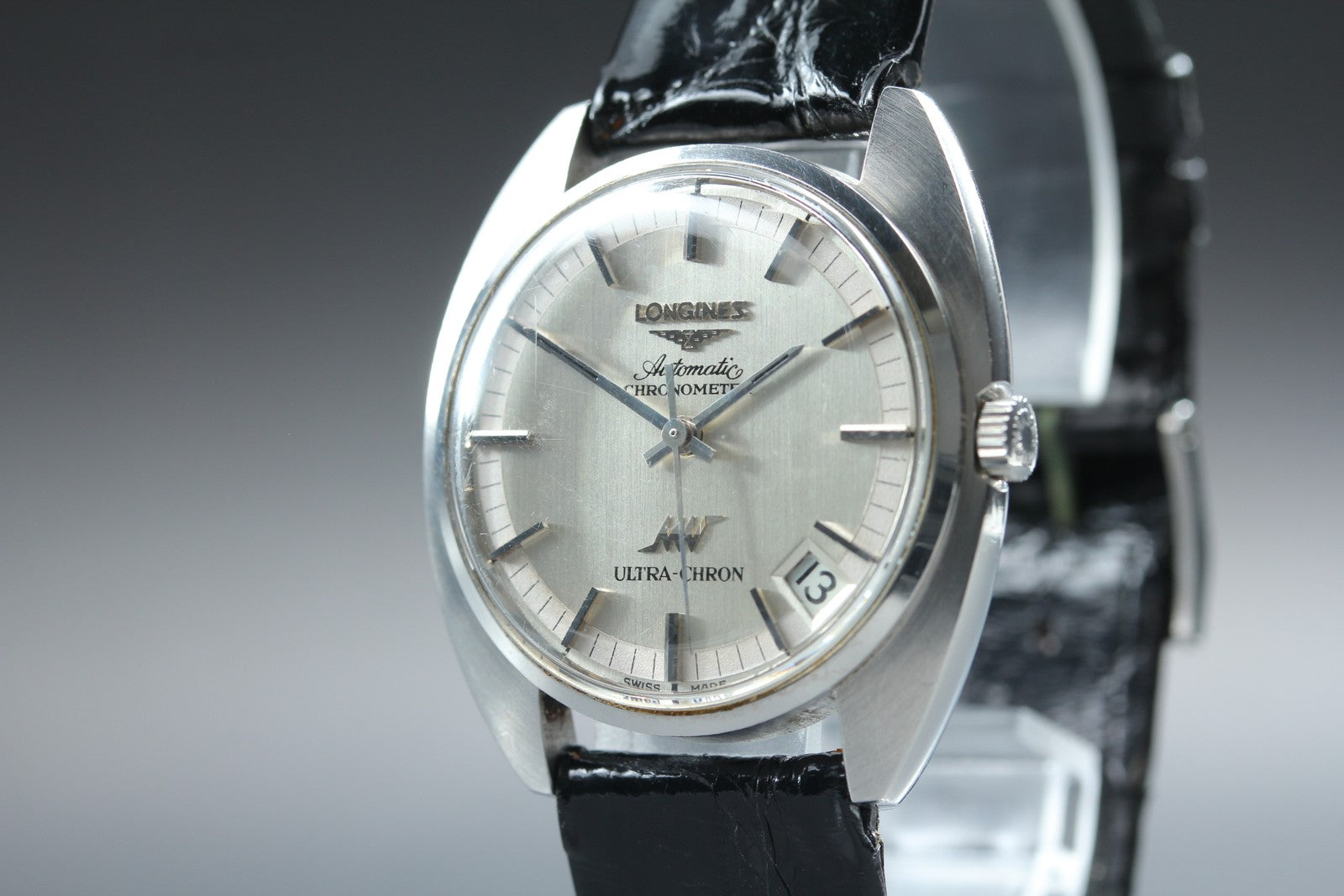 Vintage LONGINES ULTRA-CHRON Chronometer Date Silver Men's Watch 34mm JP JAPAN