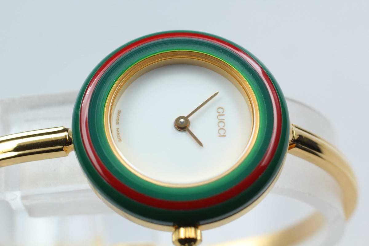 New Batt Vintage GUCCI Change Bezel 11/12.2 Quartz Women's Watch 25mm JAPAN Box