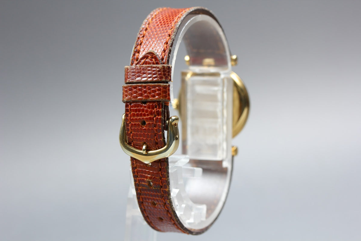 Cartier Must Vendome Vermeil Gold Brown 24mm Women's Quartz Watch Vintage [Box]