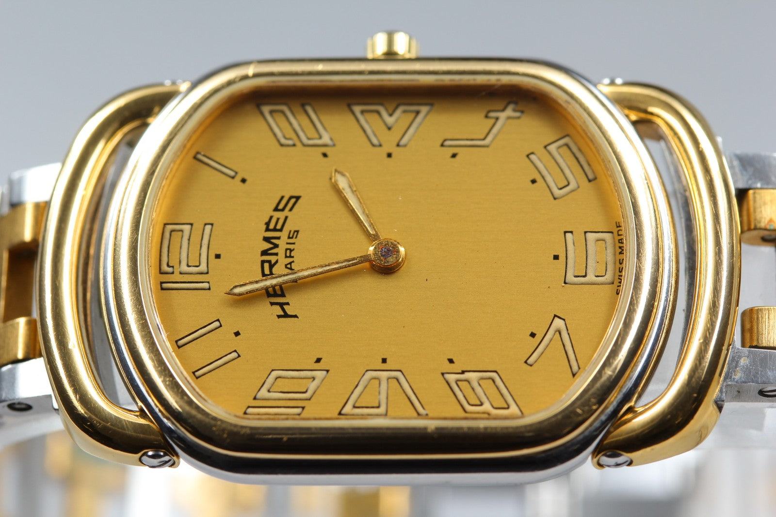 New Batt HERMES Rally RA1.240 Quartz Gold Dial Women's Watch 25mm JAPAN Box