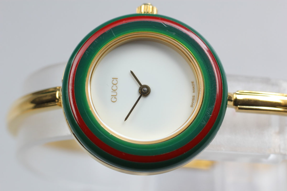 New Batt GUCCI Change Bezel 11/12.2 12Color Quartz Women's Watch w/Box JAPAN