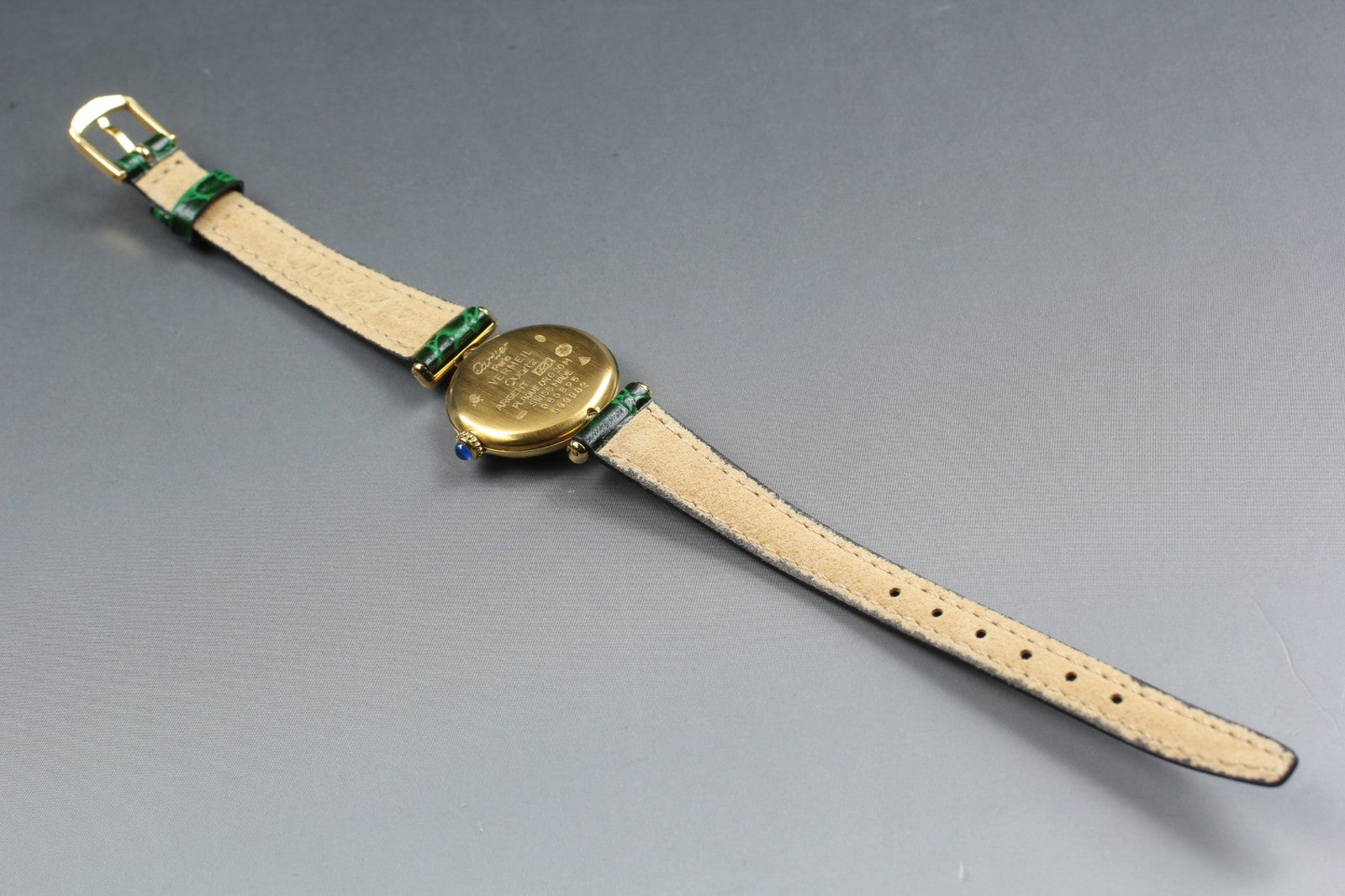 Vintage [Exc+5 Box] Cartier Must Colisee Vermeil 590002 Green Women's Qz Watch