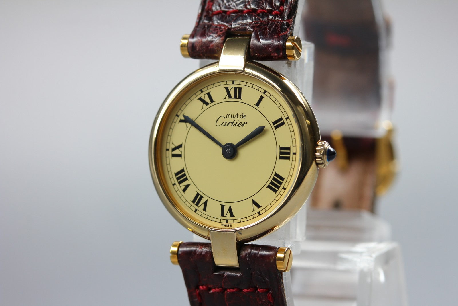 Vintage [Exc+4 Box] Cartier Must Vendome Vermeil Gold 23mm Women's Quartz Watch